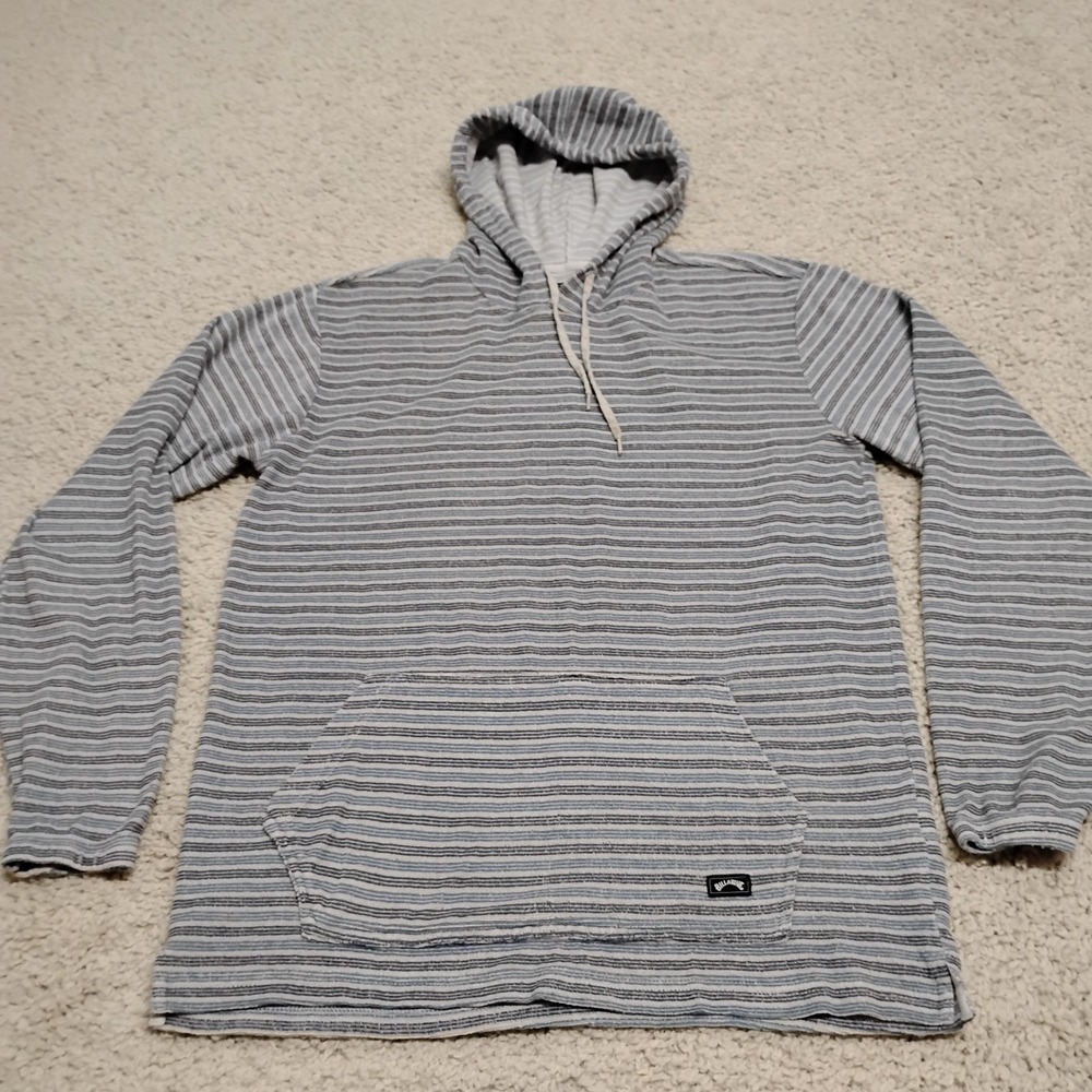 Billabong Hoodie Mens Medium Blue Striped Terry Beach Surfer Skate Towel Fishing